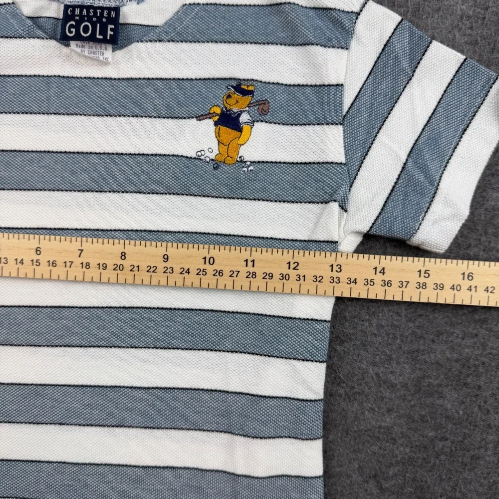 Chasten Kids Golf‎ T-Shirt Kids 6X Blue Striped Winnie the Pooh Vintage Disney